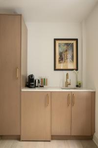 a kitchen with a sink and a counter at Manoir Émery in Montreal +7 photos