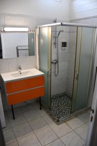 a bathroom with a shower and a sink at VILLA CREOLE in Gourbeyre +23 photos