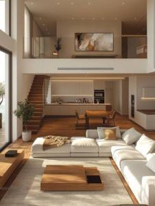 a living room with a white couch and a table at Casa lunar in Belfort Roxo