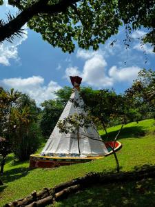 a dress on top of a tree in a field at Tipis Cuetzalan in Cuetzalán del Progreso