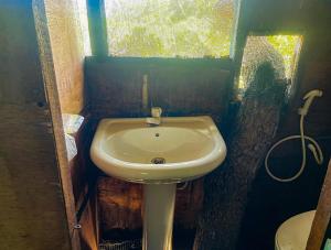 a white sink in a bathroom with a window at Green Tree House Yala in Yala