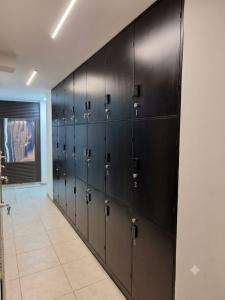 a row of lockers in a locker room at Capsule CDMX in Mexico City