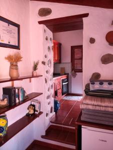 a kitchen with a counter and shelves in a room at Casita Bentayga in Tejeda