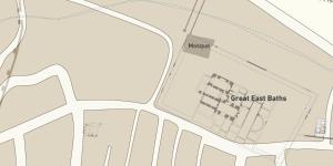 a map of the proposed site of the great test baths at الالالال in Kafr Khall