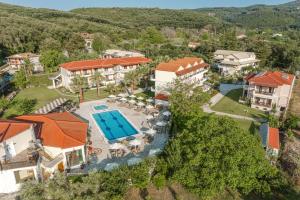 an aerial view of a villa with a swimming pool at Byzantio Resort in Parga