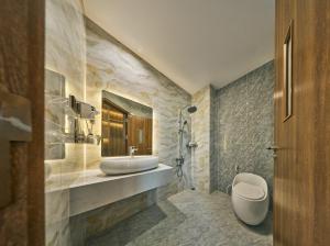 a bathroom with a sink and a toilet at Tran Long Hotel By Urban B in Ho Chi Minh City +49 photos