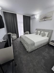 ein Hotelzimmer mit Bett und Fernseher in der Unterkunft Hotel Daly in Ploieşti