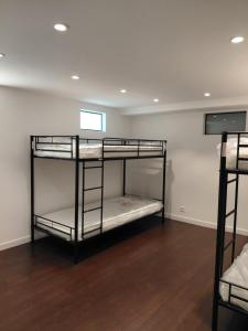 a room with three bunk beds in it at Berner Hostel in Bern