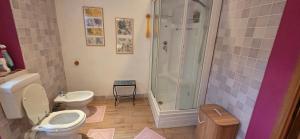 a bathroom with a shower and a toilet at Casa del Zefiro in Sistiana