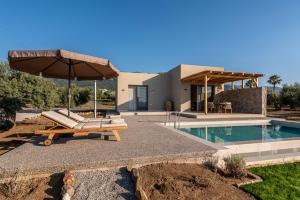 a villa with a swimming pool and a house at Ampeli Residences-Sea view-Private Pool in Zipárion