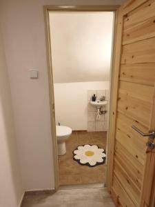 a bathroom with a toilet and a sink at Guest House Hartenberg in Sokolov