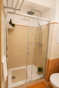 a shower with a glass door in a bathroom at Apt Puerto Burriana in Burriana +2 photos