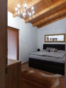 a bedroom with a bed and a mirror at Village Premium Apartment by Český Krumlov Adults Only in Střížov +22 photos