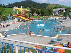 a group of people in a water park at Unterwötzlhof in Abtenau