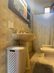 a bathroom with a sink and a toilet at Giardino di Chiara al mare in Torre Rinalda