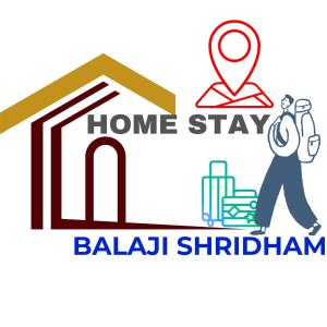 a home stay label with a man walking past a house and a map at Balaji Shridham in Jāmb
