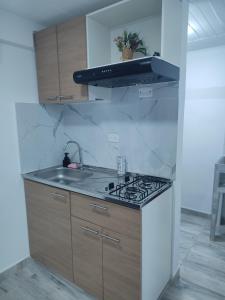 a kitchen with a stove and a sink at Donde poyito in Sevilla