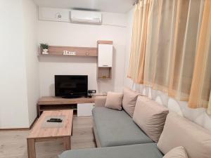 a living room with a couch and a table at Apartmani G&E in Delnice