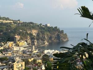 a view of a city and the ocean at VILLA CLARA ISCHIA piscina riscaldata e idromassaggio in Lacco Ameno +3 photos