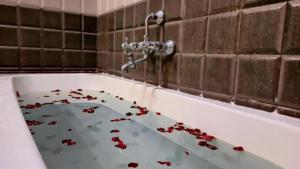 a bath tub filled with blood at Sandunes ReTreat Villa in Pondicherry +50 photos