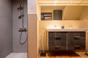 a bathroom with a sink and a shower at Op de Klever in Schimmert +10 photos