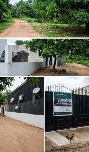 a collage of three pictures of a building and a street at Cité des Nîmes in Bouaké