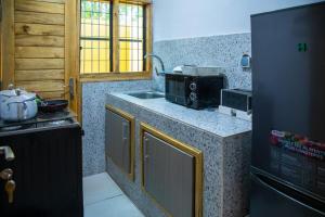 a kitchen with a sink and a microwave at BRUNCH RESIDENCE BoUAKE in Kodia Kofikro