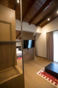 a living room with a couch and a tv in a room at Agroturizem Prelude in (( Barç )) +29 photos