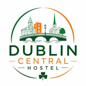 a logo for dublin central hospital with a bridge and buildings at The Central Dublin Hostel in Dublin