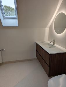 a bathroom with a sink and a mirror at Kølkær B&B in Kølkær +10 photos