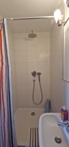 a bathroom with a shower and a sink at Ferienunterkunft Bella Italia in Friedrichshafen