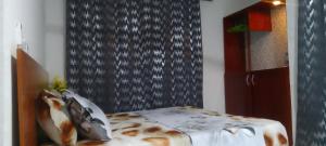 a room with a bed and a black curtain at MVH Apartment - Chamber and hall unit in Sunyani