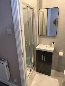 a bathroom with a sink and a mirror at Shamrock Quay in Cork +11 photos