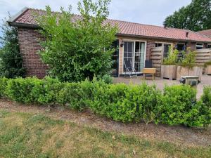 a house with a garden with bushes in front of it at Landelijk overnachten bij Vechtdals Mooiste in Giethmen +2 photos