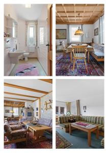 a collage of four pictures of a living room at Residence KESH in Krumbach