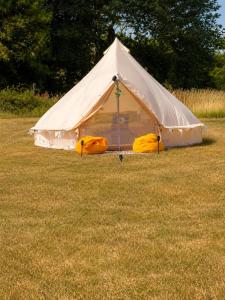 a large white tent in a field of grass at West Holme Glamping in Wareham +25 photos