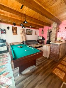 a billiard room with a pool table in a house at Village FLOWER IVY Montenegro in Nikšić +11 photos