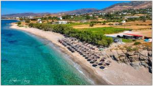 an aerial view of a beach with umbrellas and the ocean at Orelia Suite 3 in Karistos +9 photos