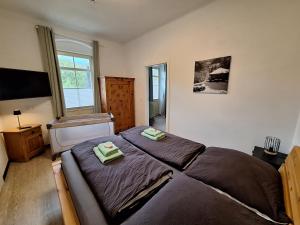 Cama ou camas em um quarto em Ferienwohnung Ausblick mit Balkon im Ski- und Wandergebiet mais 31 fotos