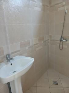 a bathroom with a sink and a shower at Studio cosy vue sur mer in Mtsamboro