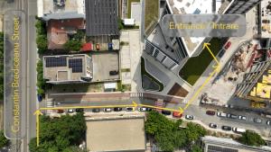 an overhead view of a city intersection with traffic at LaRa Apartament in Timişoara