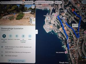 a screenshot of a google maps app with a map at Apartman Luka Pogled na more in Neum