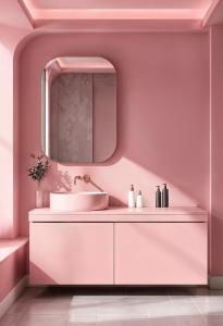 a bathroom with a sink and a mirror at Hotel Volga EGG Grand Inn Near Delhi Airport in New Delhi