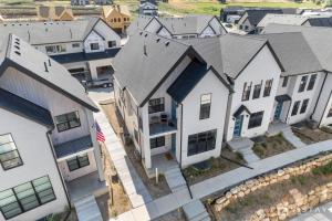 an aerial view of a large white house at Retro Ski Chalet in Heber City
