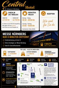 a flyer for a hotel with a train station at Hotel Central Nürnberg Hauptbahnhof in Nuremberg