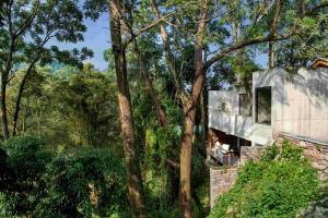 a house in the woods with trees at Zhiye Resort Hotel in Guanling