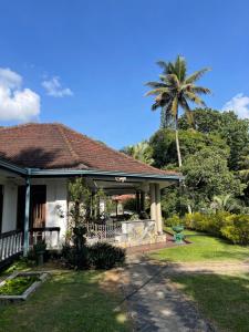 a house with a palm tree in the background at Rest Harrow Estate in Kandy
