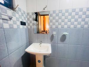 a bathroom with a sink and a mirror at Yala Cherish Inn & Safari in Tissamaharama