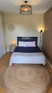 a bedroom with a large bed with a large rug at Appartement, Calme, Cosy et Balcon in Châteauroux