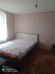 a bedroom with a bed in a room with a window at Гостевой дом Izat in Karakol